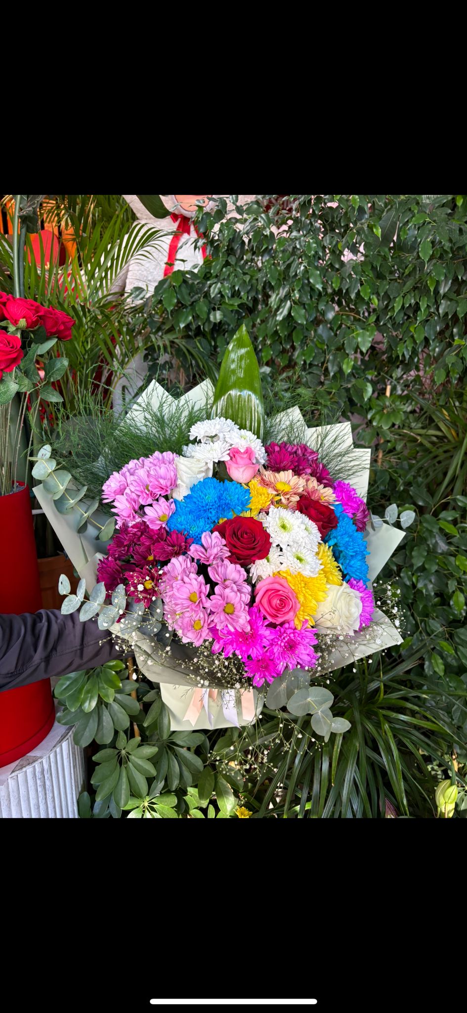 rengarenk gül papatya buketi1 