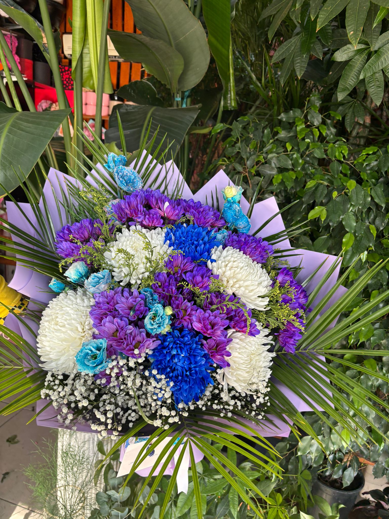 Mor Beyaz Renklerde Papatya Buketi 