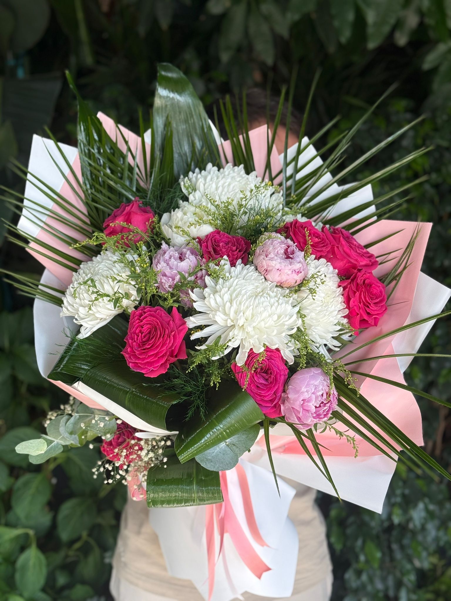 Beyaz Pembe Karışık Aranjman 